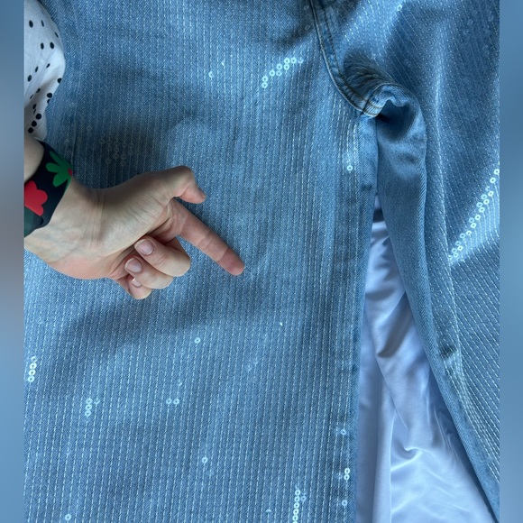 Pilcro Sequin Skater High-Rise Wide-Leg Jeans Size 28 In Light Denim Color - Picture 14 of 16